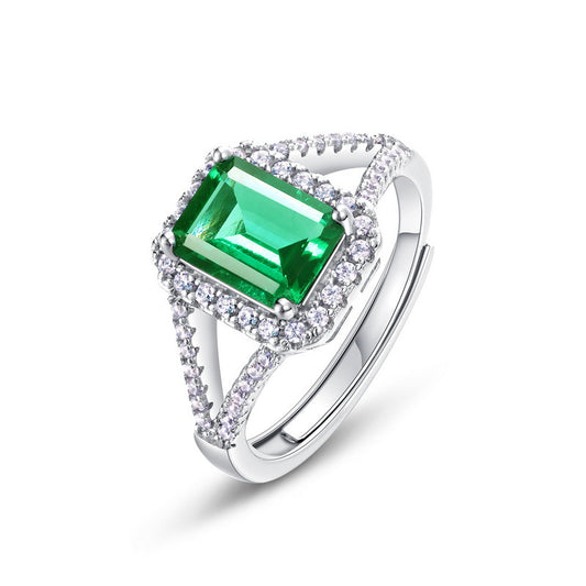 Radiant Band Sets Emerald Cut Emerald Engagement Ring Silver For Her Special Day