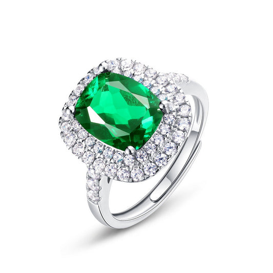 Elegant Best Cushion Cut Emerald Engagement Ring Silver For Anniversary Celebrations