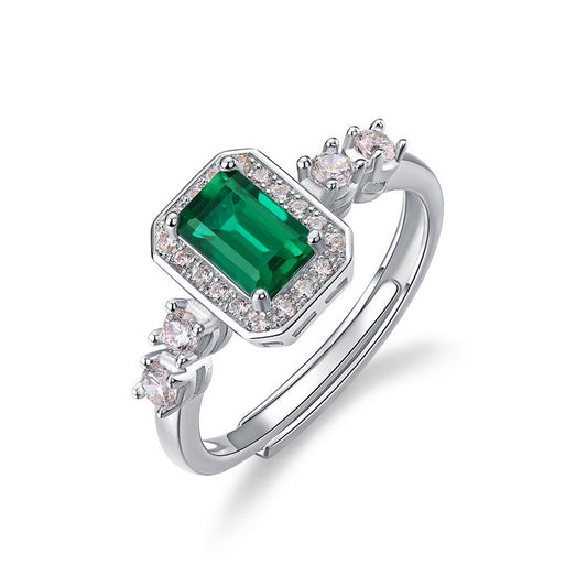 Elegant Simple Emerald Cut Emerald Engagement Ring Silver For Thoughtful Gifts