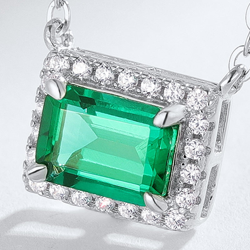 Vintage Luxury Best Emerald Cut Emerald Necklaces Silver for Women for Her Special Day