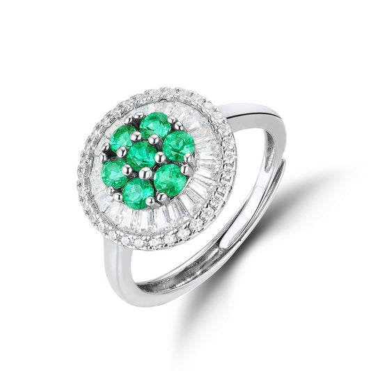 Art Deco Unique Round Cut Emerald Engagement Ring Silver For Unique Tastes