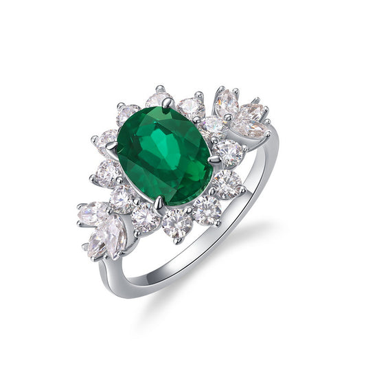 Eternity Unique Oval Cut Emerald Engagement Ring Silver For Unique Tastes