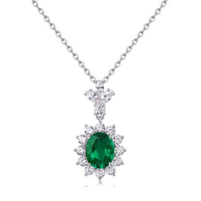 Timeless Glitter Best Oval Cut Emerald Necklaces Silver for Women for Wives