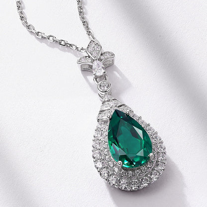 Vintage Antiques Best Pear Cut Emerald Necklaces Silver for Women for Brides